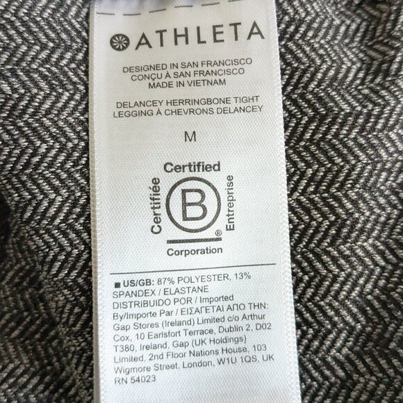 Athleta Delancey Herringbone Tight Leggings Women's Medium Gray Black A Chevrons - Picture 14 of 16